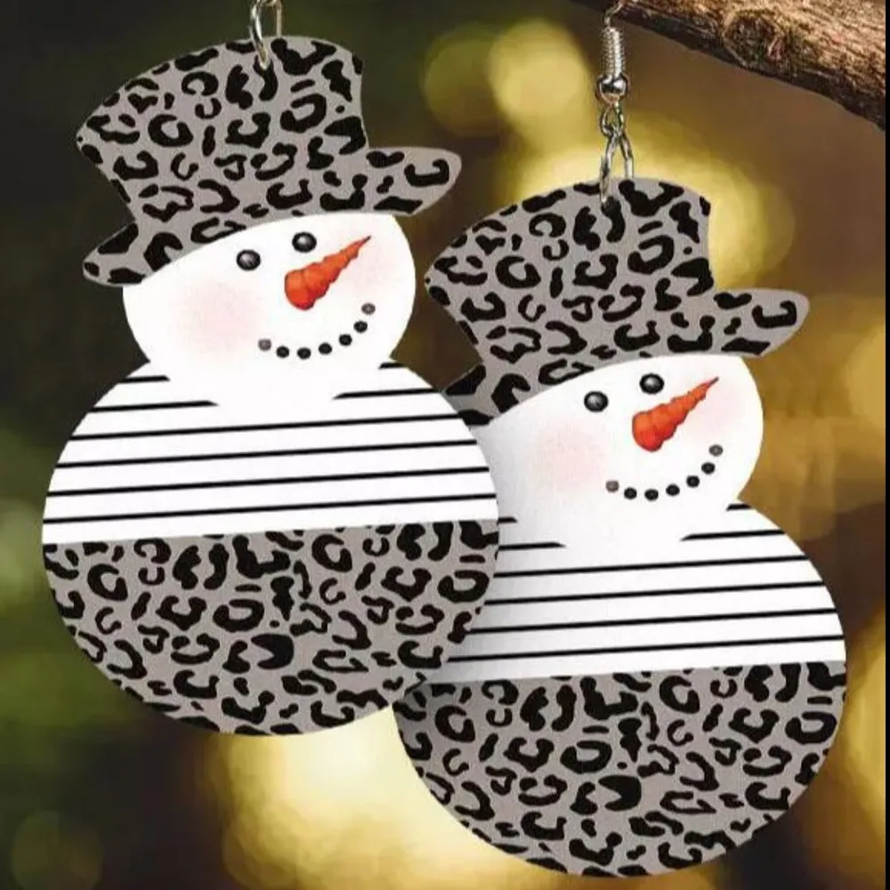 Snowman PU Leather Dangle Earrings, image 3
