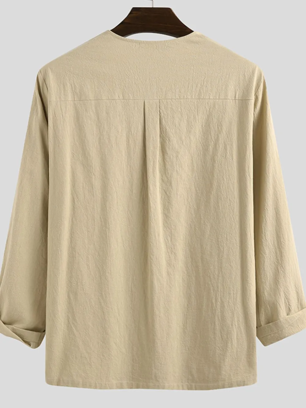 Men's Full Size Casual Lace-Up Long Sleeve Blouse Plus Size, image 2
