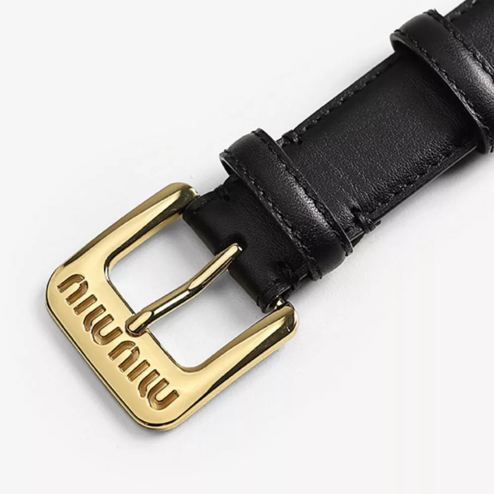 Golden Buckle Leather Belt, image 3