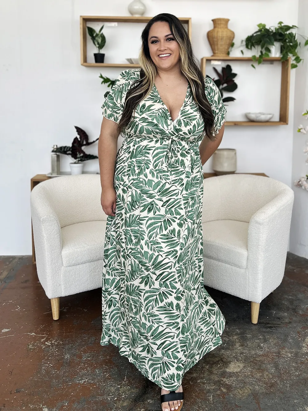 Full Size Printed Drawstring Short Sleeve Dress, image 6