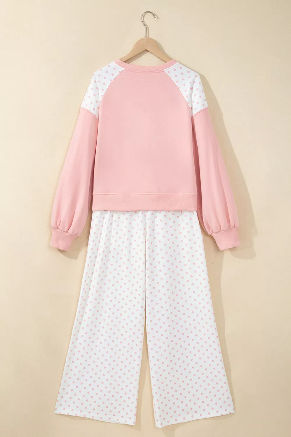 Polka Dot Cropped Sweatshirt and Wide-Leg Pants Set, image 6