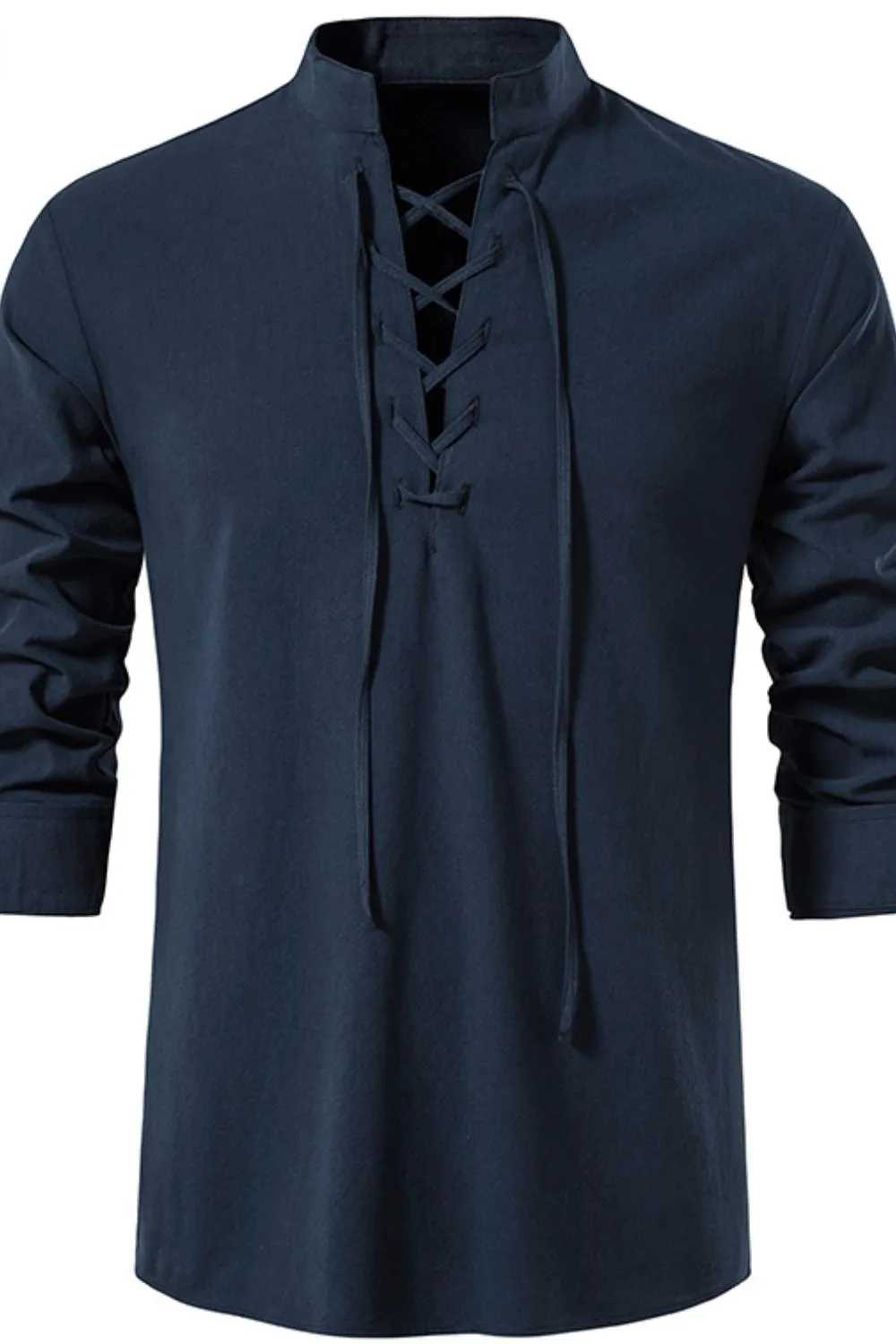 Men's Lace Up Long Sleeve Blouse, image 4