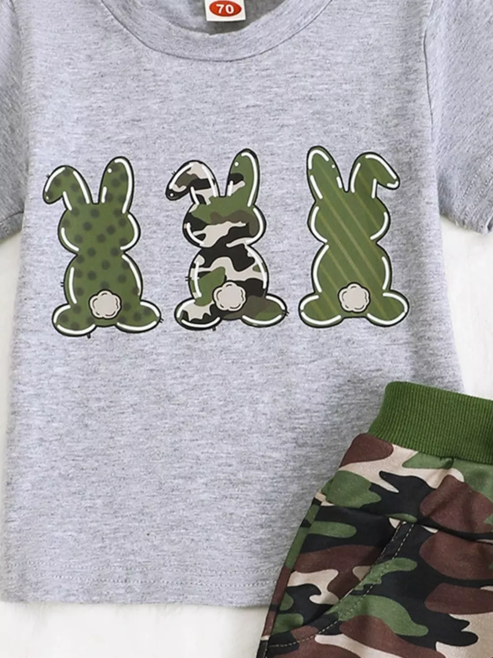Children's Easter Bunny Camo Print T-Shirt & Shorts Set, image 6