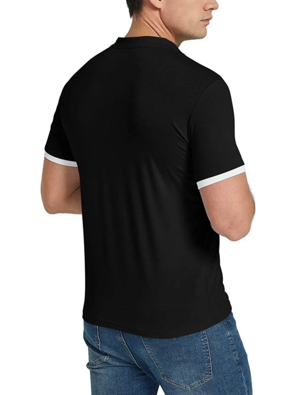 Men's Classic Contrast Trim Henley Top, image 4