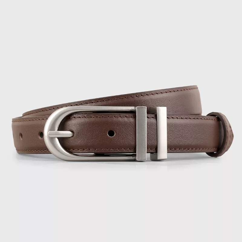 Leather Belt with Silver Buckle, image 4