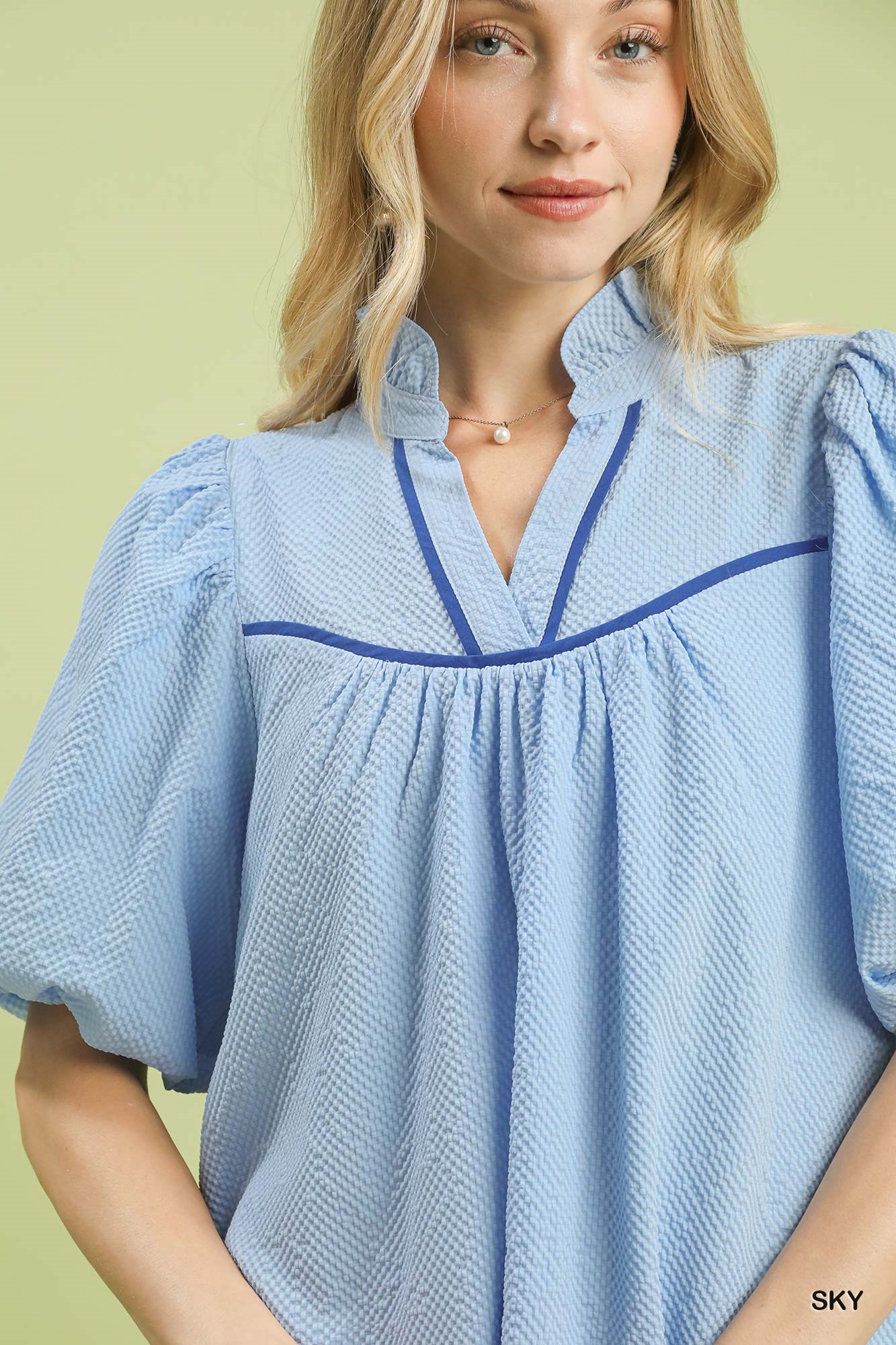 Seersucker Puff Sleeve Dress, image 4