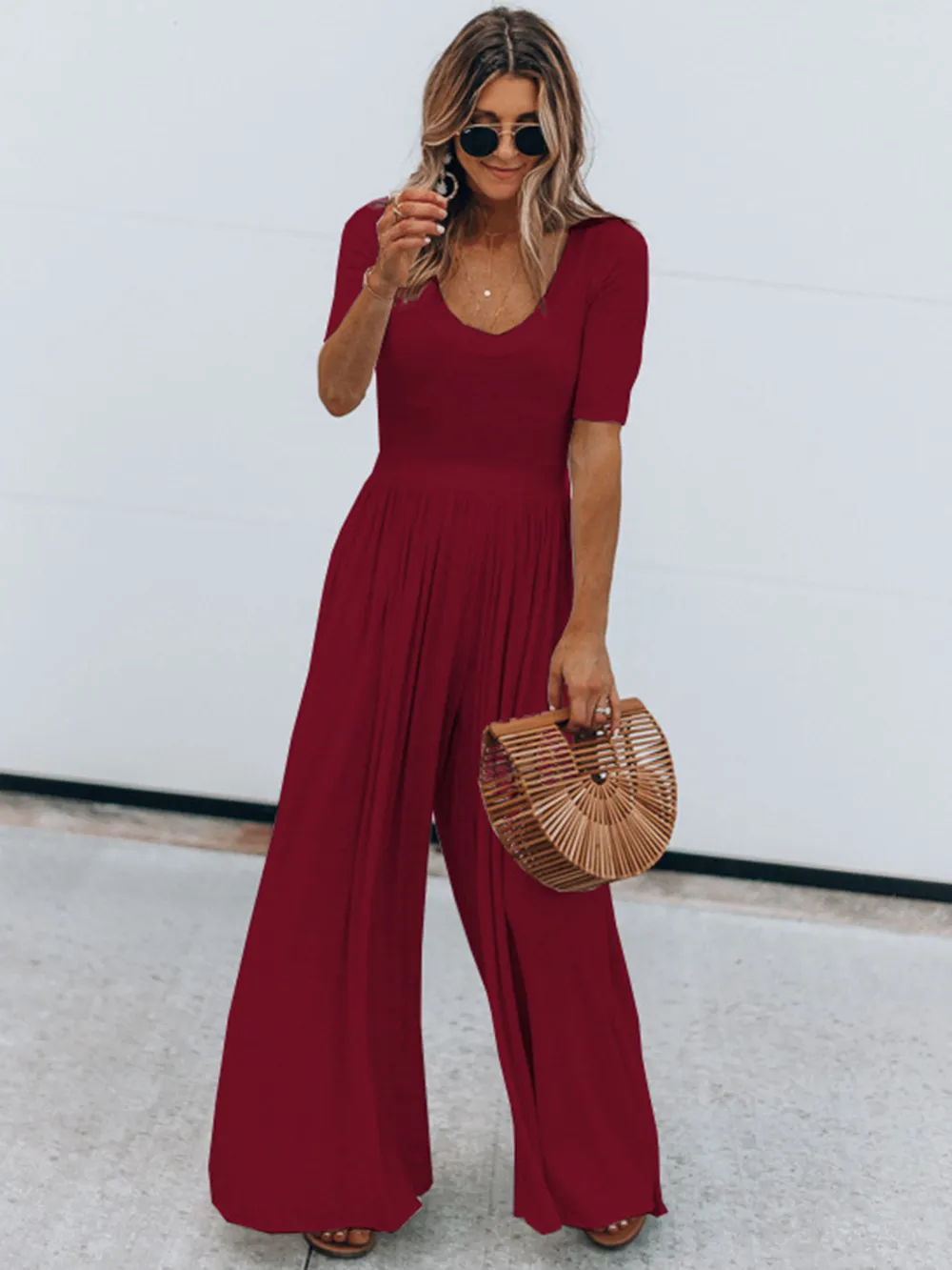 Scoop Neck Short Sleeve Jumpsuit, image 4