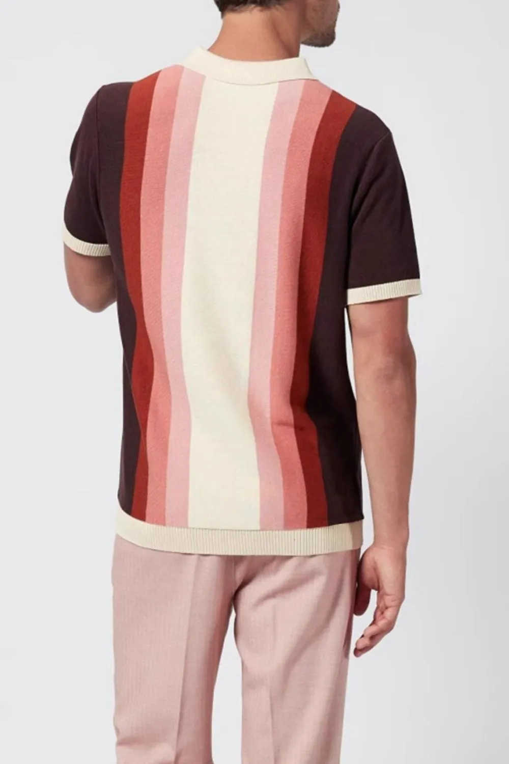 Men's Plus Size Contrast Striped Short Sleeve Polo, image 2