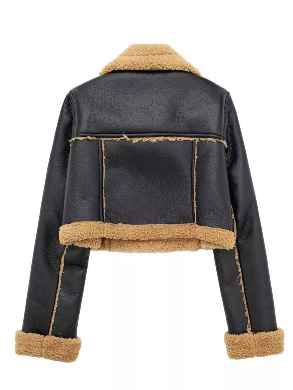 Collared Neck Long Sleeve Plush Cropped Jacket, image 15