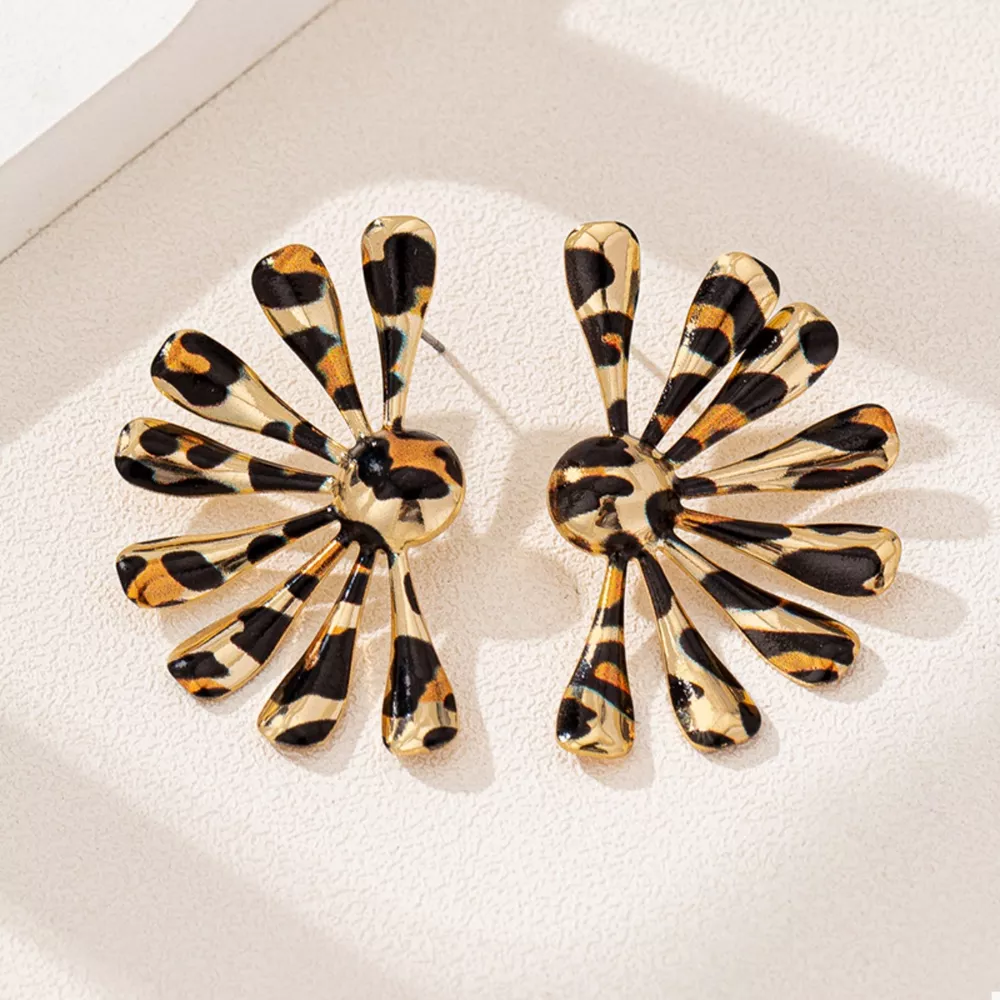 Leopard Print Fan-Shaped Earrings, image 2
