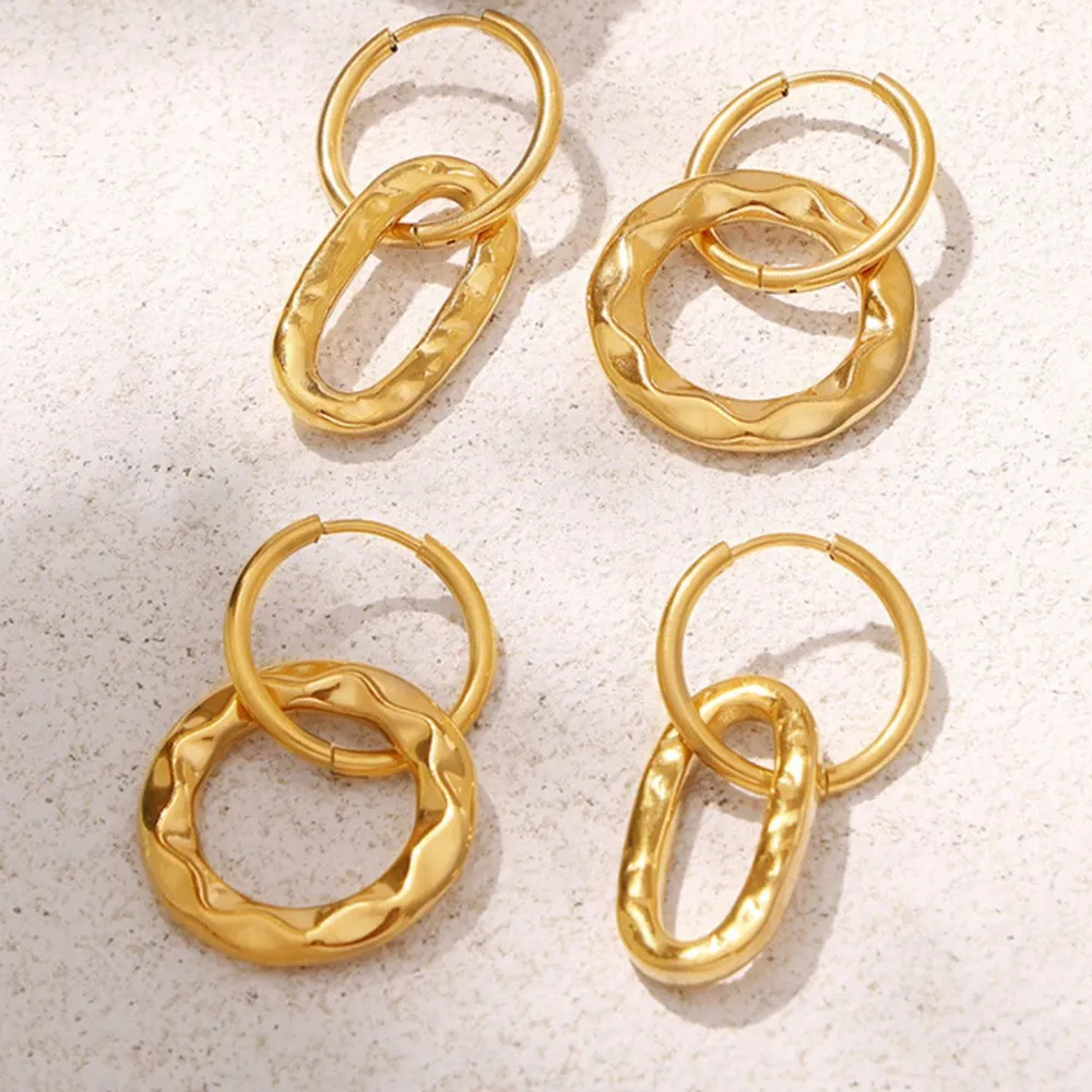 18K Gold-Plated Titanium Steel Annulus Earrings, image 4