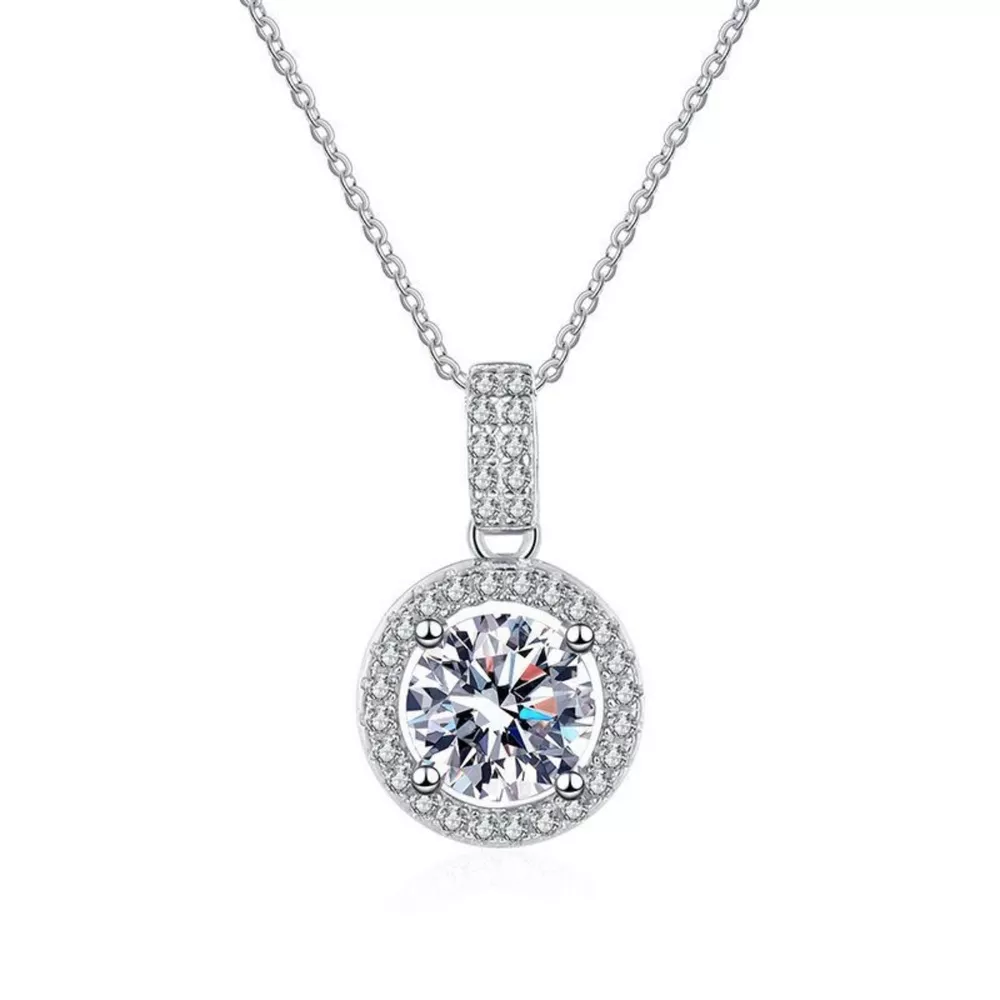 1 Carat Moissanite 925 Sterling Silver Pendant Necklace, image 6