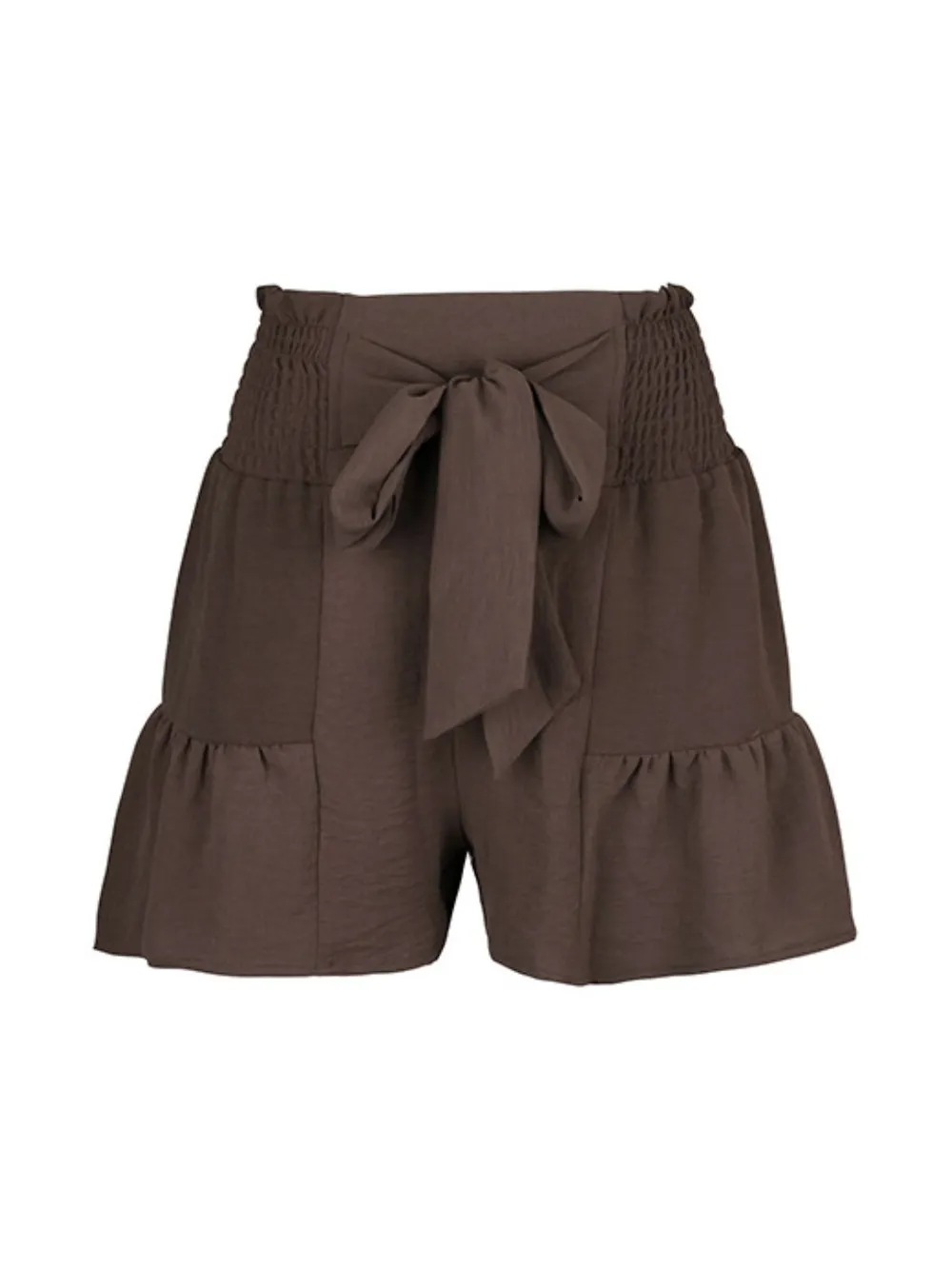 Tie Front Smocked Waist Shorts, image 3
