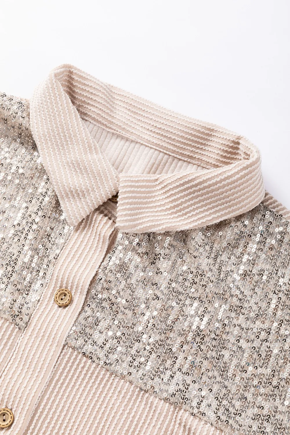 Sequin Button Up Dropped Shoulder Jacket, image 4