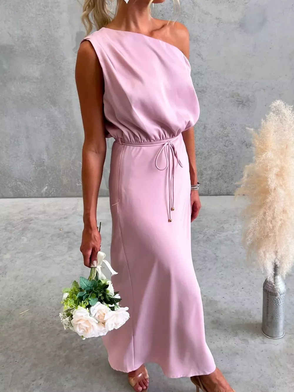 One-Shoulder Tied Midi Dress, image 19