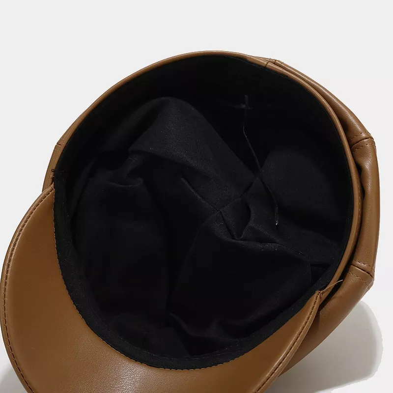 Faux Leather Newsboy Hat, image 8