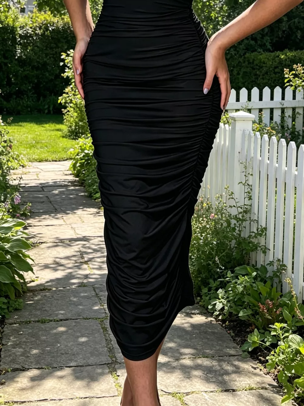 Flower Ruched Tube Bodycon Midi Dress, image 7