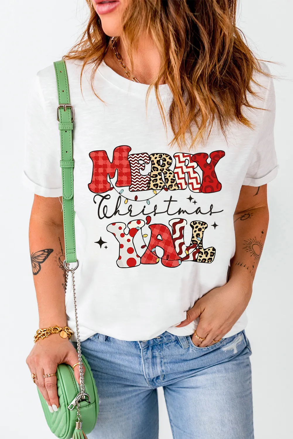 Letter Graphic Round Neck Short Sleeve T-Shirt, image 2