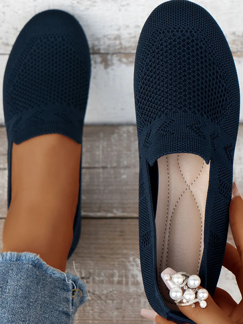 Mesh Round Toe Flat Slip-Ons, image 6