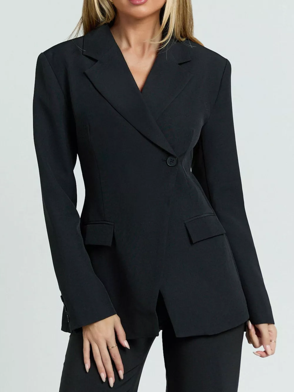 Lapel Collar One Button Blazer, image 7