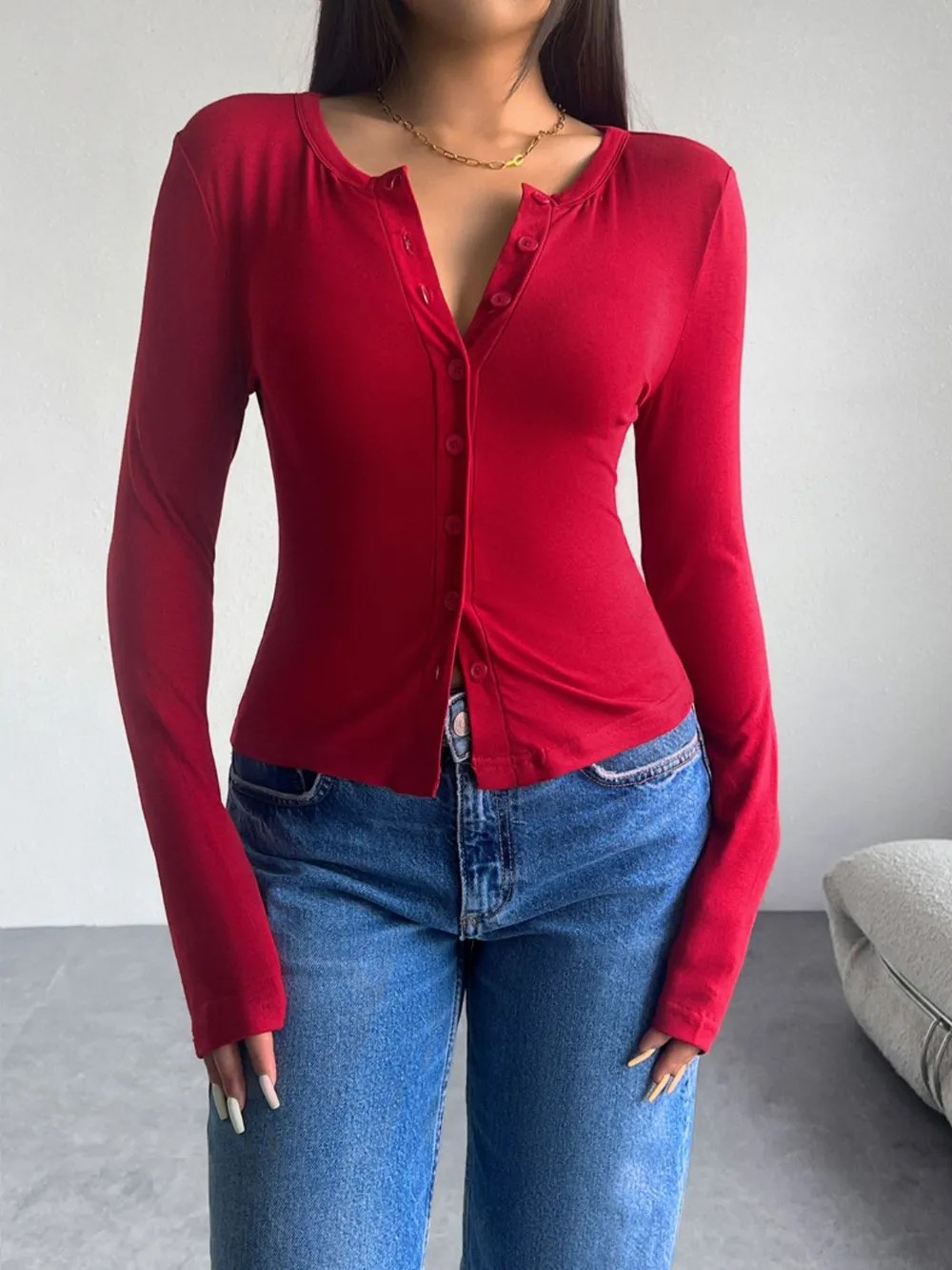 Button Up Long Sleeve T-Shirt, image 6
