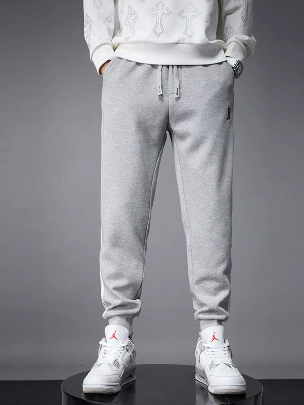 Men's Casual Striped Joggers, image 3