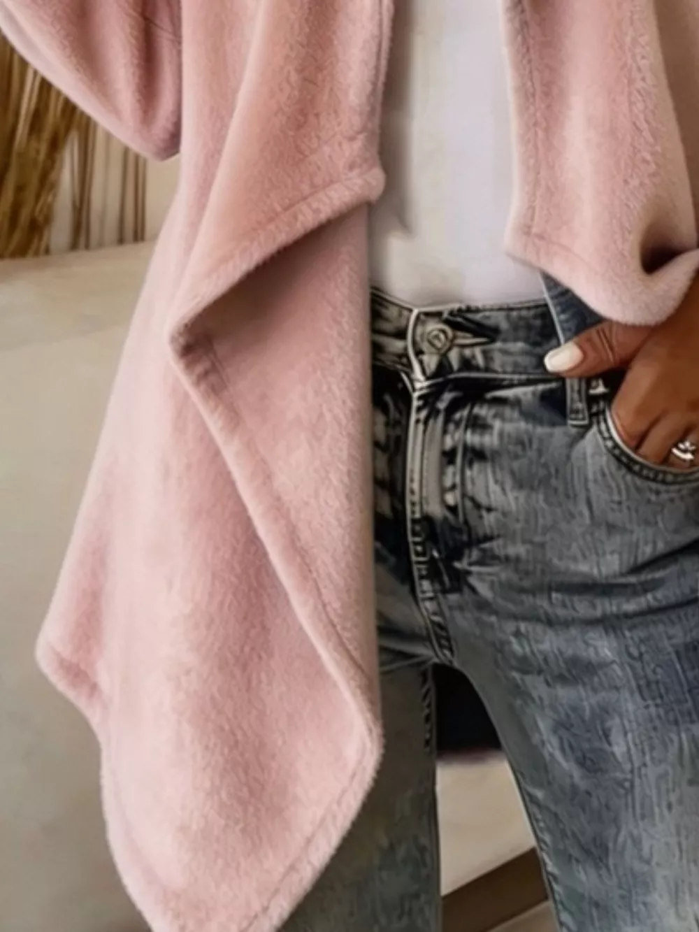Full Size Fleece Waterfall Collar Outerwear Plus Size, image 6