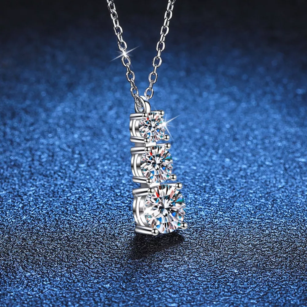 1.8 Carat Moissanite 925 Sterling Silver Pendant Necklace, image 3