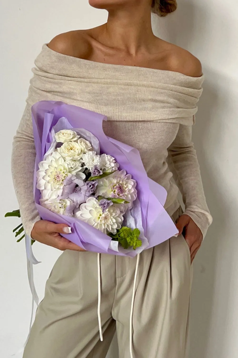 Off-Shoulder Long Sleeve Knit Top, image 14