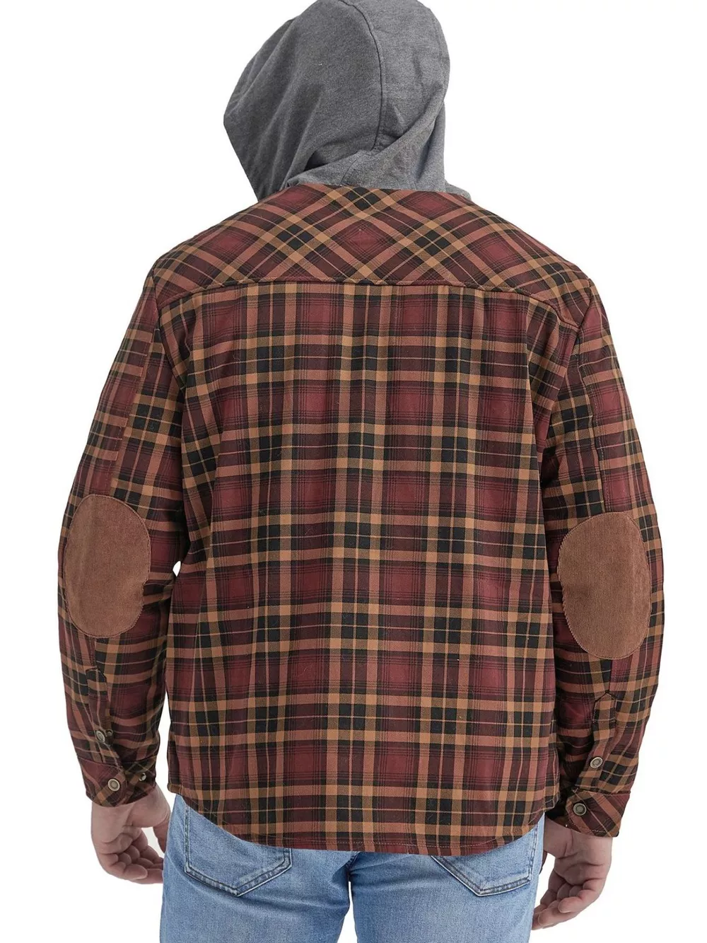 Men's Snap Down Hooded Plaid Shacket, image 2