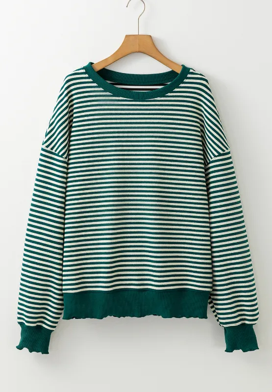 Striped Round Neck Long Sleeve Sweatshirt, image 14