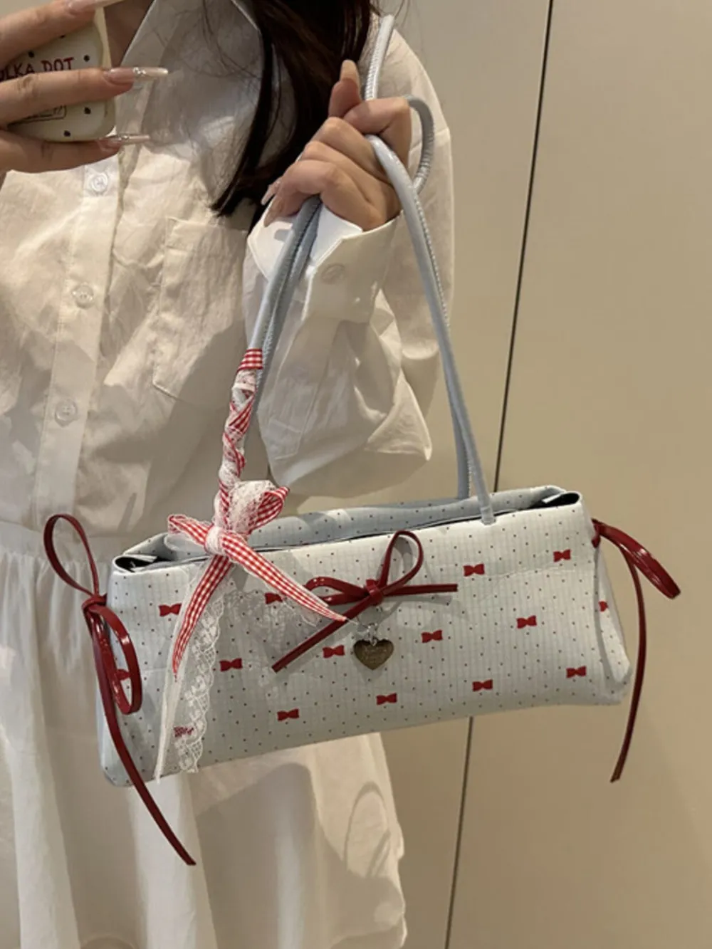 Bow Print Shoulder Bag