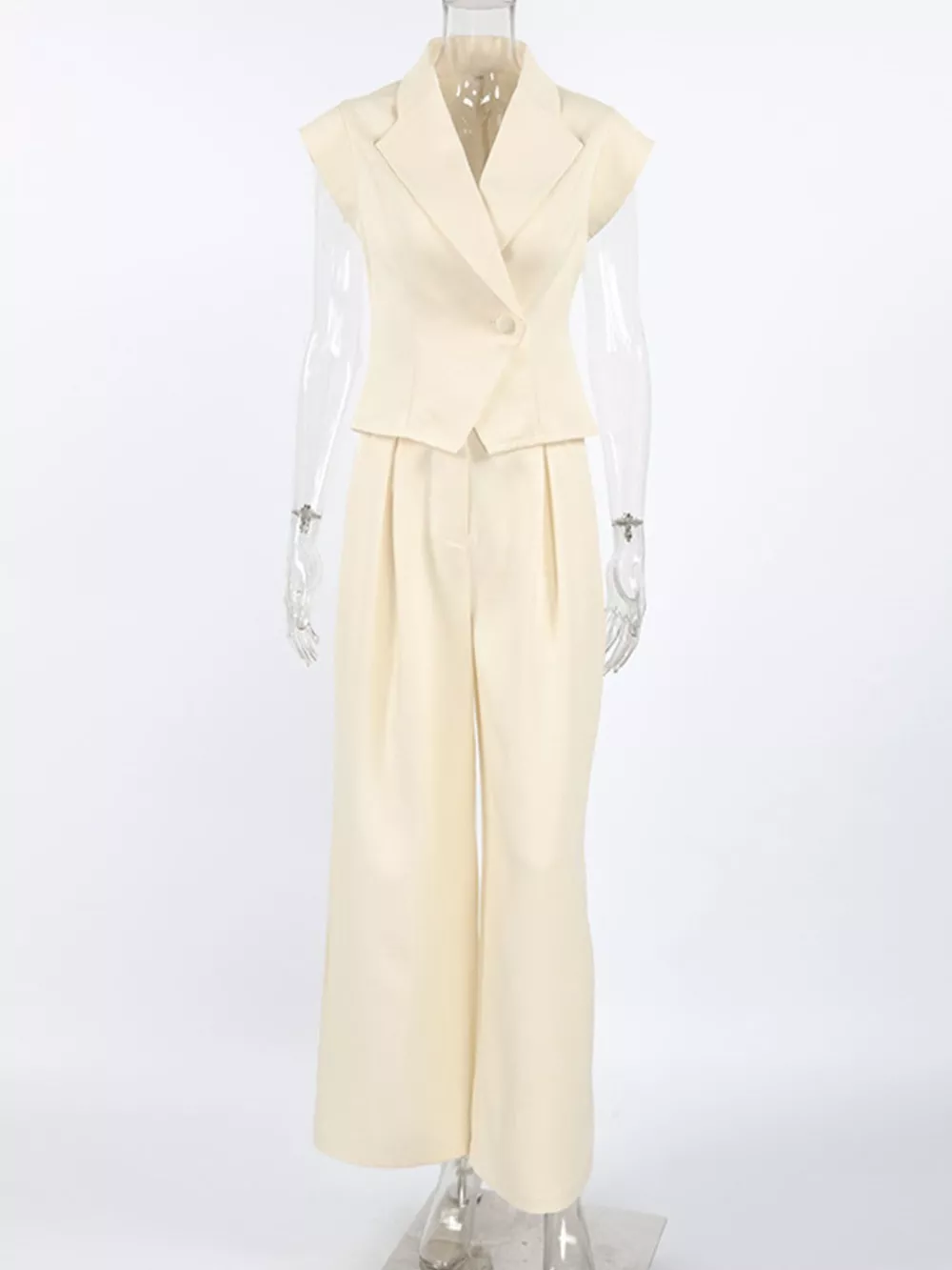 One Button Blazer & Wide Leg Pants Set, image 5
