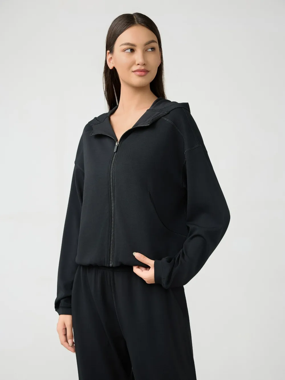 Zip Up Dropped Shouder Active Hooded, image 5