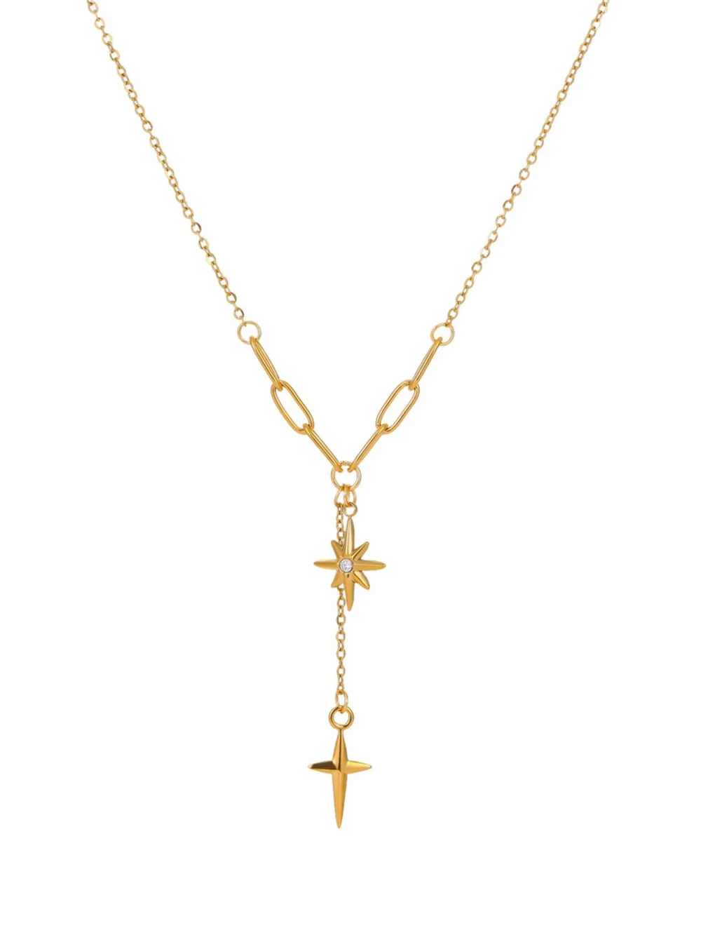 18K Gold-Plated Star Cross Pendant Necklace, image 3