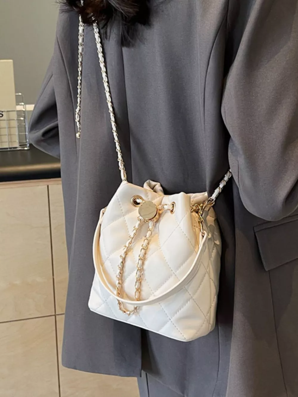 Bucket Crossbody Bag with Chain, image 2