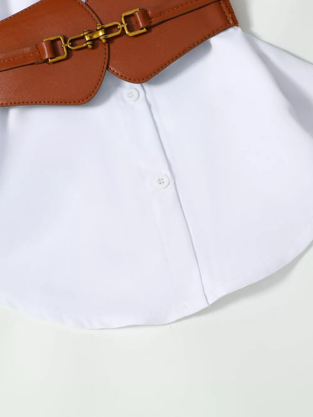 Children's Belted Long Sleeve Shirt Dress, image 4