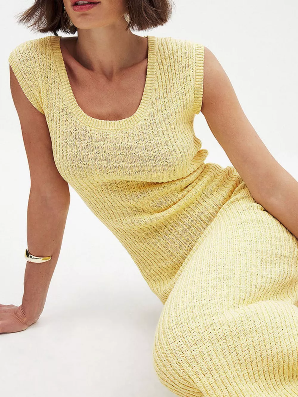 Side Slit Sleeveless Midi Knit Dress, image 12