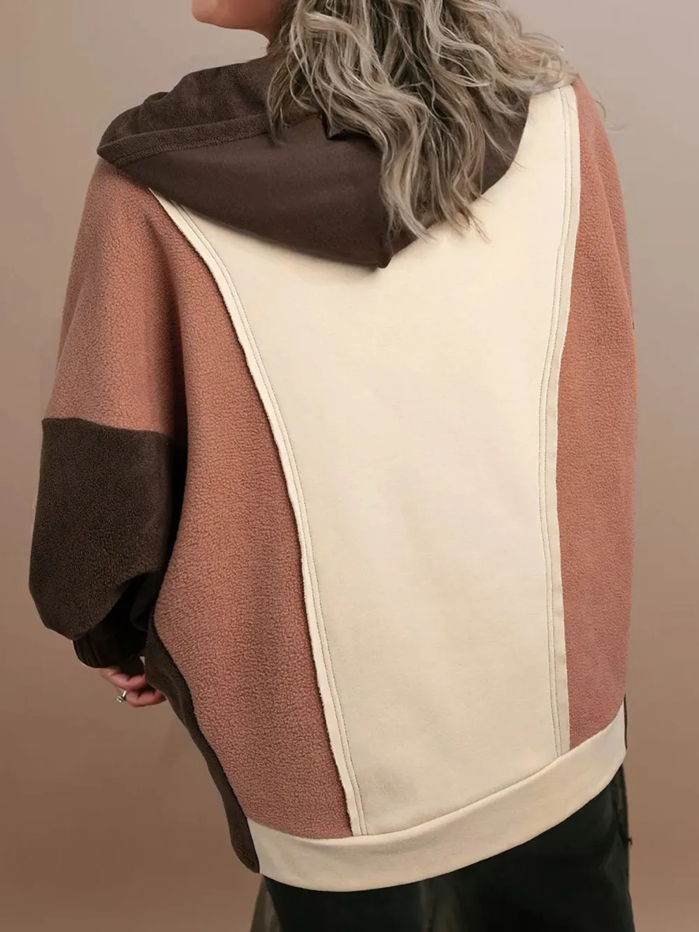 Plus Size Color Block Long Sleeve Hoodie, image 2