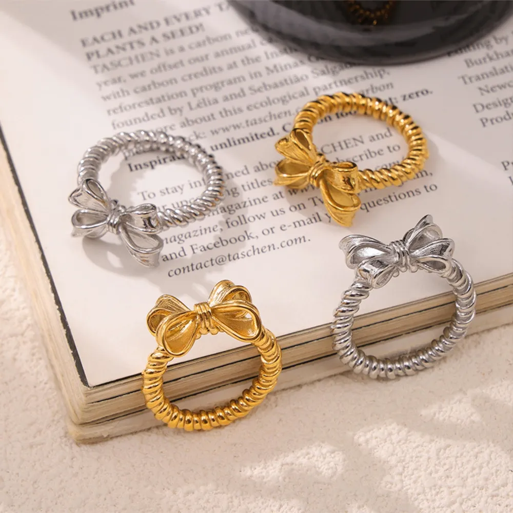 Twisted Titanium Steel Bow Ring, image 2