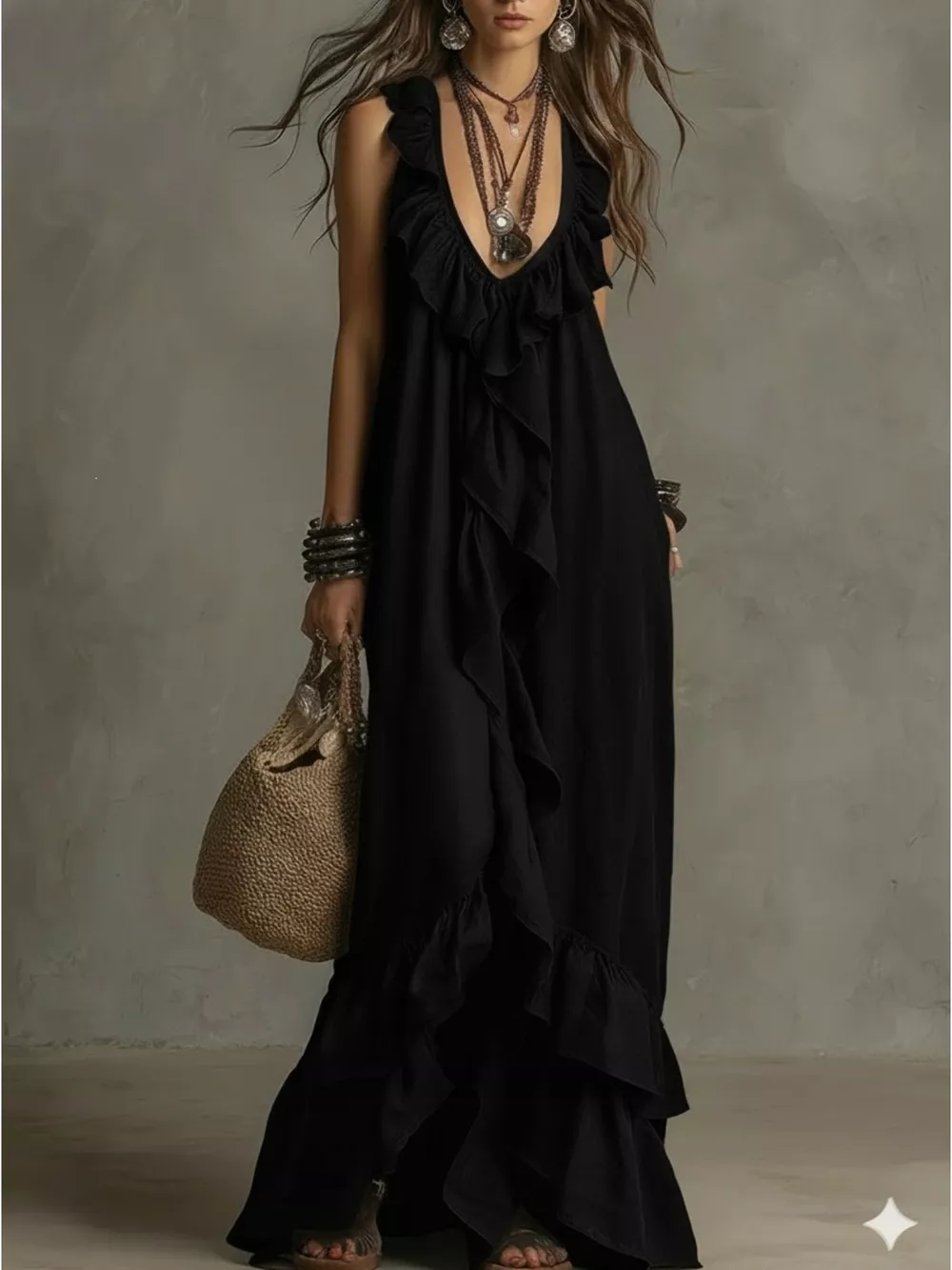 Ruffled Sleeveless Maxi Dress, image 7