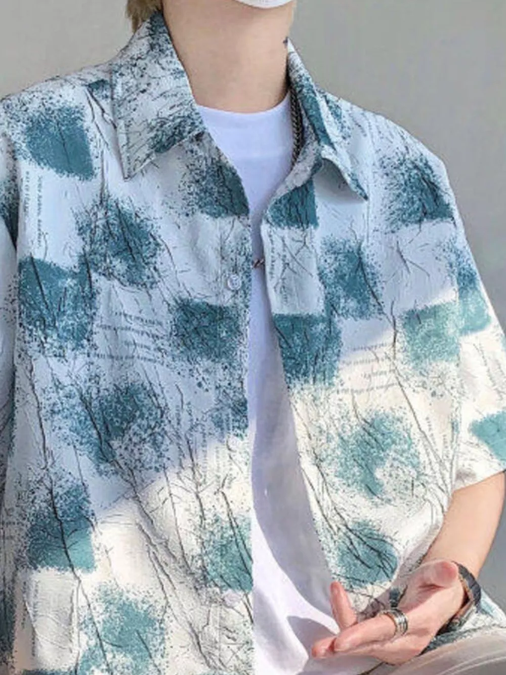 Men's Plus Size Abstract Pattern Short Sleeve Shirt, image 4