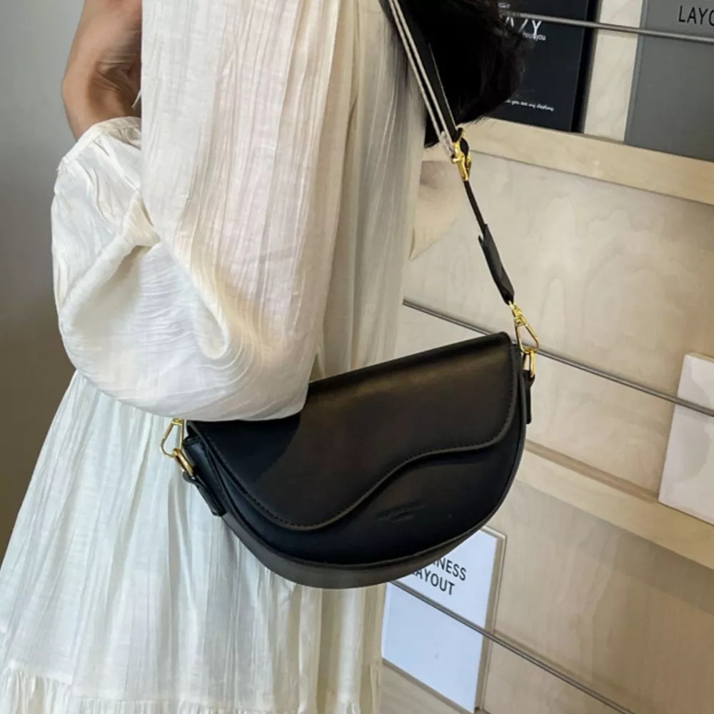 Leather Crescent Crossbody Bag, image 3