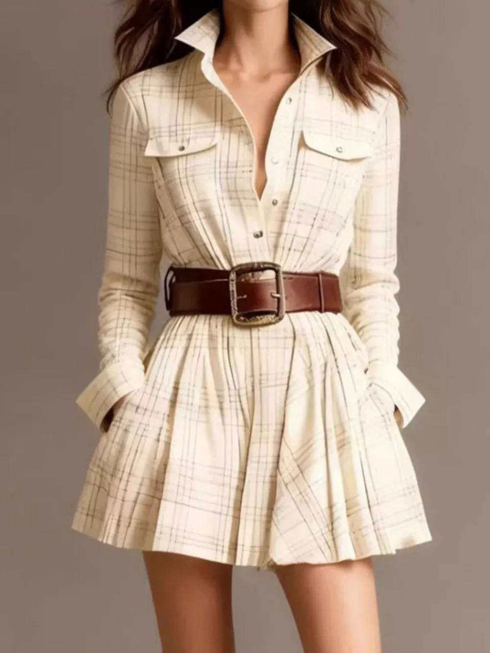 Plaid Long Sleeve Shirt Dress, image 7