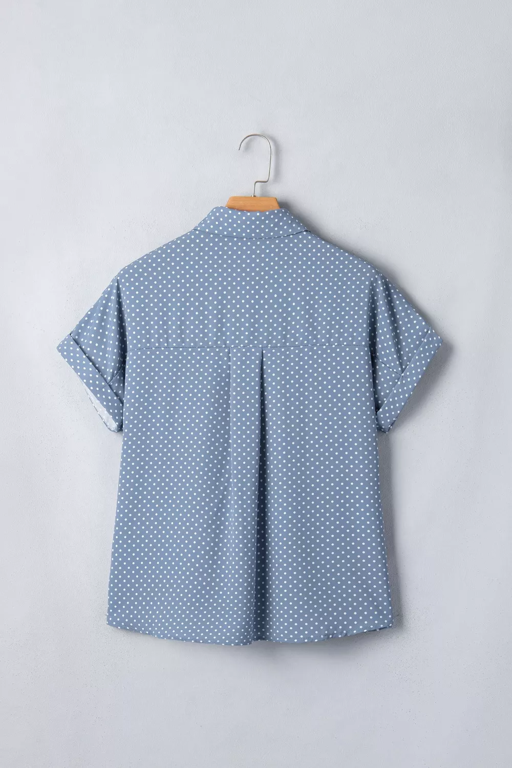 Dotted Print Cuffed Short Sleeve Shirt, image 7
