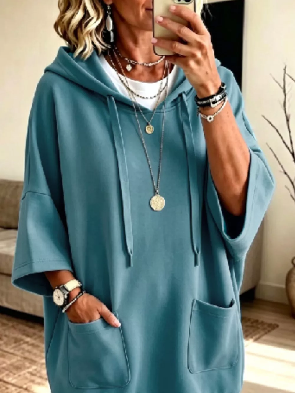 Full Size Drawstring Oversized Front Pockets Oversized Hoodie Plus Size, image 14