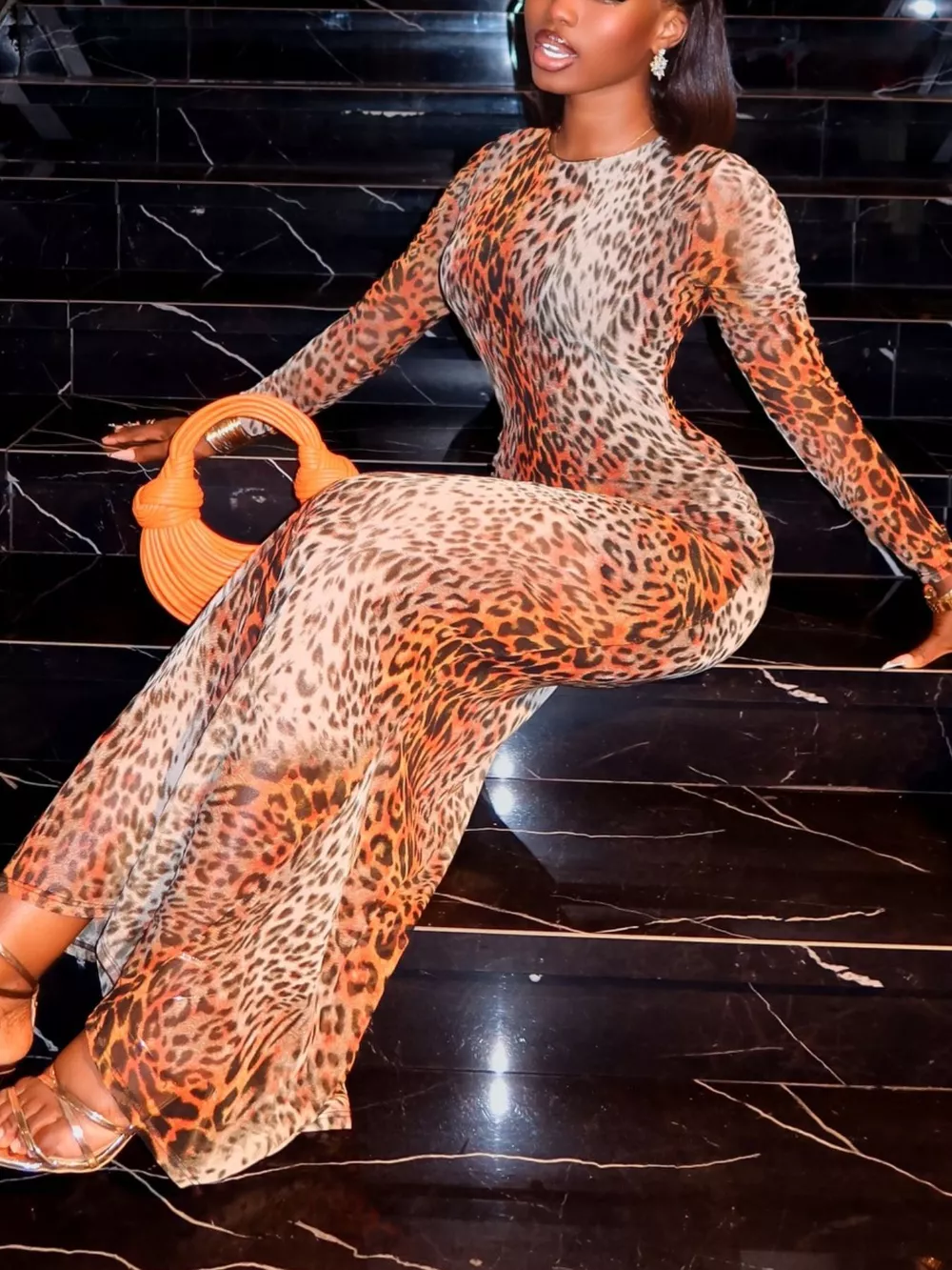 Leopard Print Mesh Maxi Dress, image 6