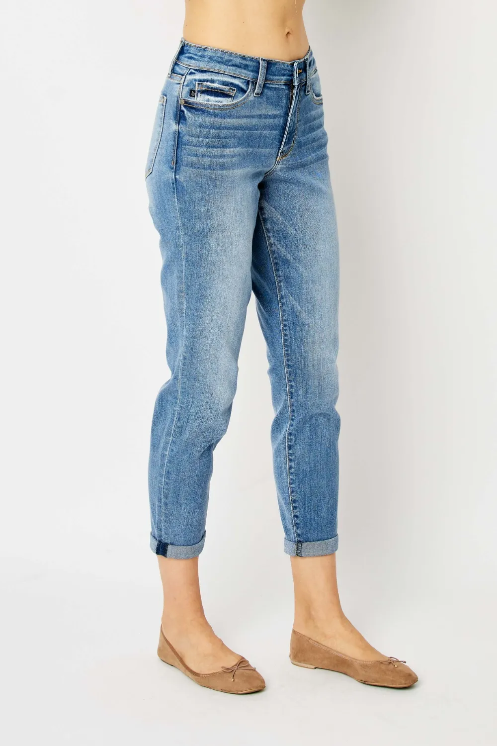 Full Size Cuffed Hem Slim Jeans, image 4