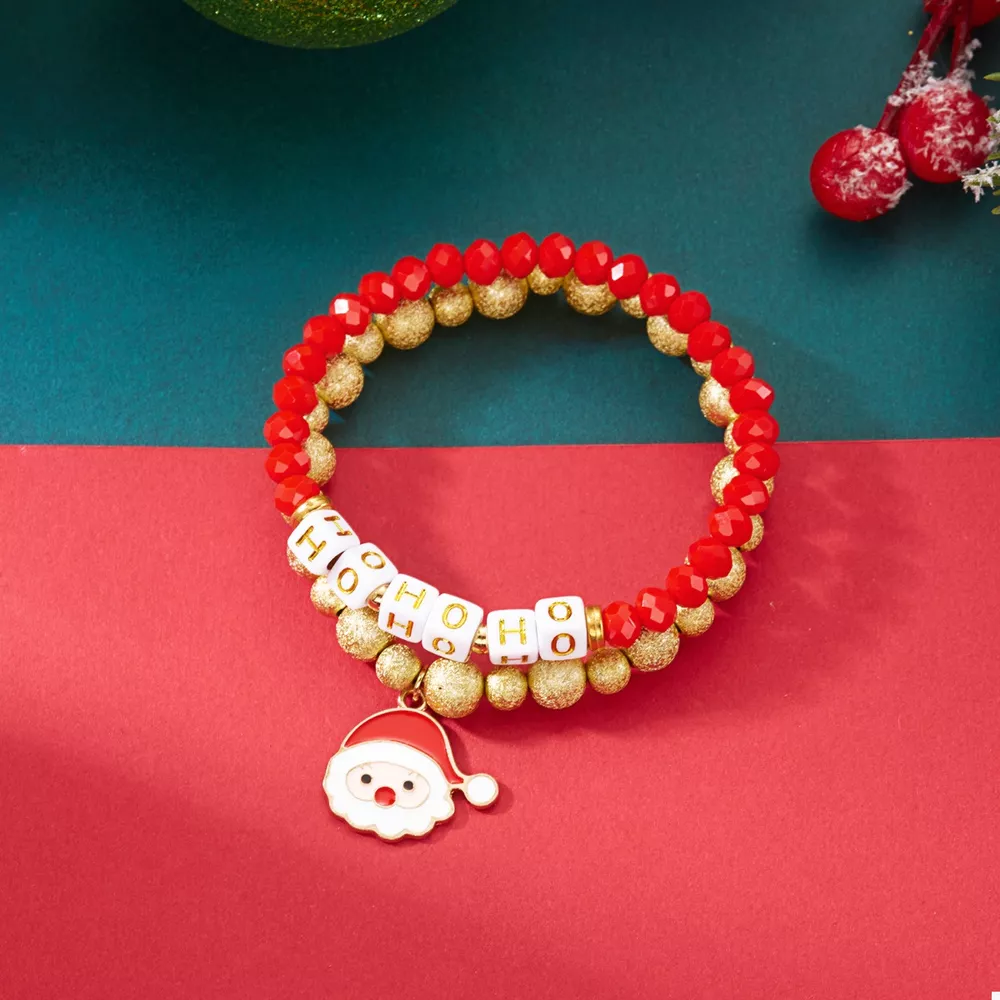 2 Piece Christmas Santa Beaded Bracelet, image 2
