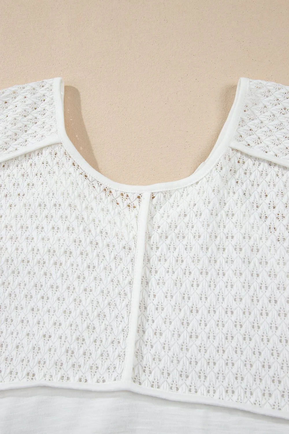 Openwork High Low Hem V Neck Oversized Top, image 8